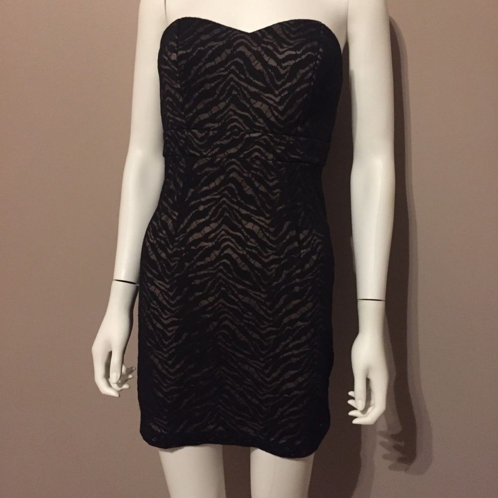Forever 21 Black Dress Nude Zebra Print size M